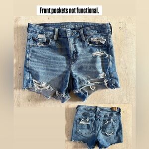 American Eagle Outfitters Blue Ripped Denim Shorts